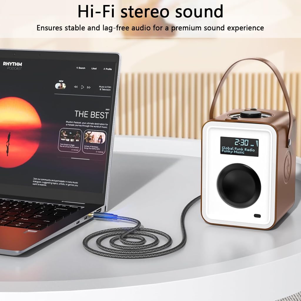 Verilux Aux Cable for Car and Speakers featuring 4‑Pole TRRS Jacks 9.8 ft Nylon Braided | Gold‑Plated Connectors