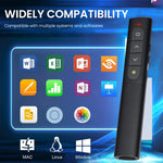 Verilux Wireless Presenter for Presentations with 30m Control Range and 2 in 1 USB-C & USB-A Receiver | USB Rechargeable Laser Pointer Remote for Mac and PC