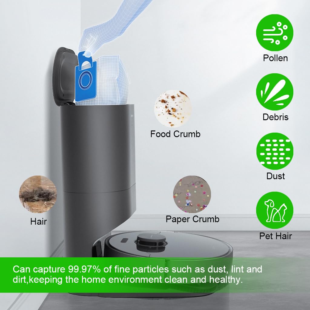 Verilux Replacement Dust Collector Bags for Dreame D10s Plus 12PCS | Multi Layer Filtration