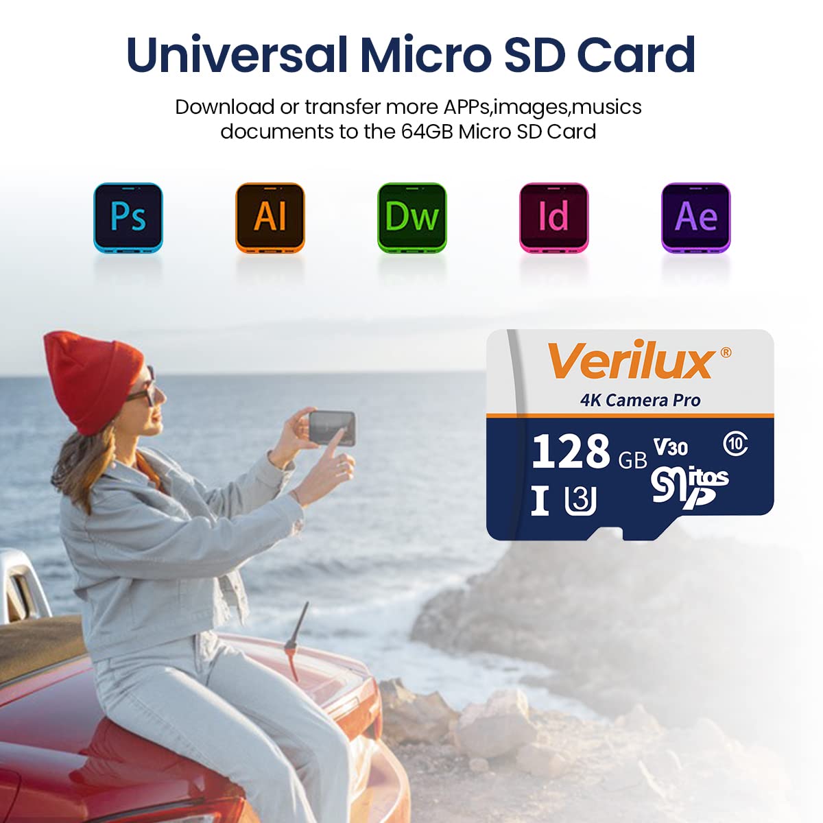 Verilux® 128GB Memory Card Universal Micro SD Card 128GB SD Card 128GB