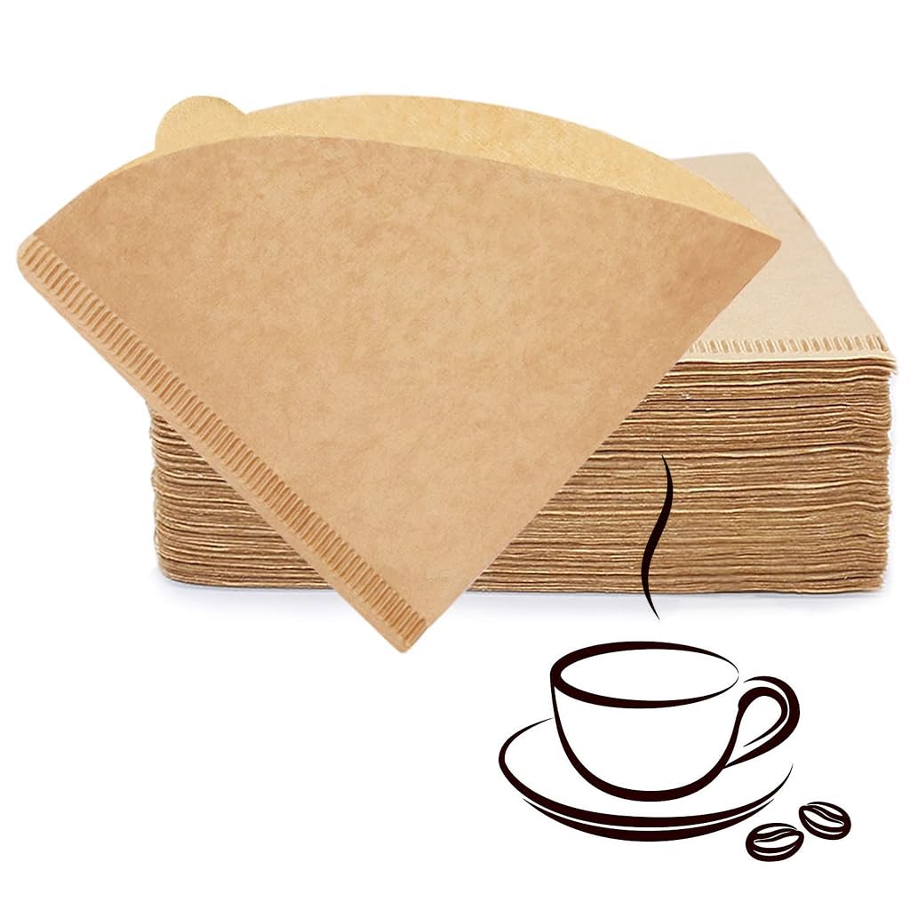 Zeitel® 100 Counts Coffee Filter Paper for Brewing Coffee Natural Unbleached Coffee Filter Paper Cone-Shape Disposable Coffee Filters Paper Fit for Coffee Dripper