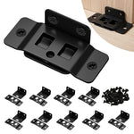Serplex® 10 Pack 2-in-1 Locking Insert Brackets, L-Shaped 90° Angle Bed Frame Brackets & Rail Connectors Heavy-Duty Corner Brace Shelf Supporter for for Wood Furniture, Beds & Cabinet Structures