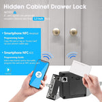ZORBES® Anti-Theft Cupboard Lock Smart APP & NFC RFID Lock for Cabinet Lock for Drawer Steel Solid Lock Core Invisible Lock Cabinet Card Sensor with 5CM Sensing Distance Lock Smart Lock for Drawer