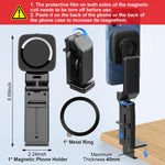 Verilux® Mobile Phone Stand, 360° Rotatable Mag-netic Phone Holder, Easy Clip On Phone Holder As Travel Accessories, Folding Travel Mag-netic Phone Holder for Desk, Airplane Seat Tray, Car Seat