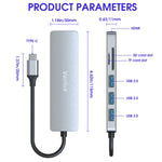 Verilux USB C Hub Multiport Adapter for MacBook Pro with 4K HDMI 30Hz and 87W PD | Aluminum 6 in 1 Docking Station