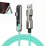 Verilux® PD 240W 2 in 1 Type C Cable Fast Charging with Stand,3.9Ft Right Angle C Type Charger Cable with 480MBPS Data Transfer for iPhone 17/17 Pro/17 Pro Max/16/15,Galaxy S25/S24 Blue-green