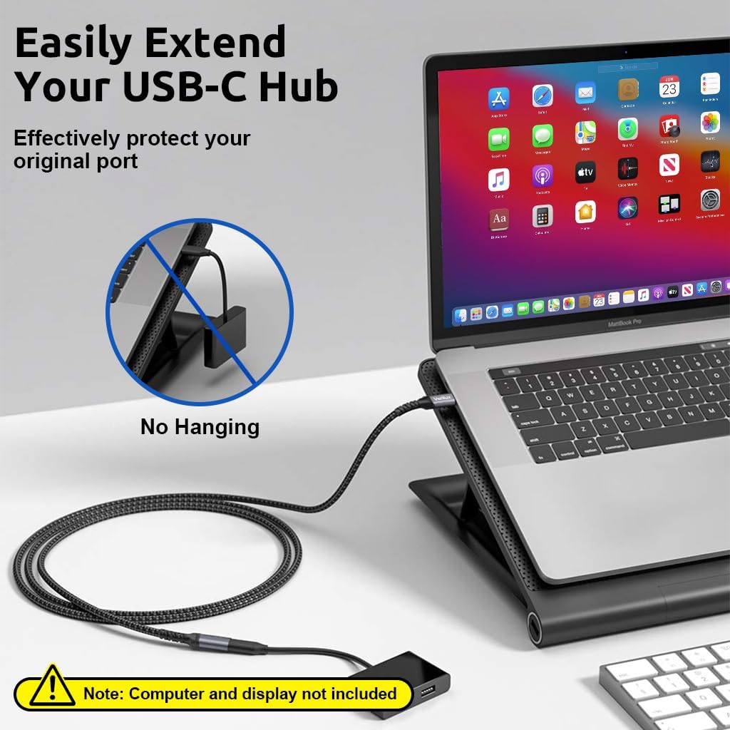 Verilux USB C Extension Cable 3.3ft with 100W PD 10Gbps & Smart Chip | 4K Video Output