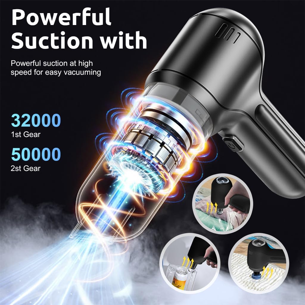 ZORBES® Car Vacuum Cleaner-Wireless Handheld Car Vacuums with Best Suction,Brushless Motor 19000PA High Power,3 in 1 Mini Portable Vacuum Cleaner Cordless for Home,Office,Kitchen,Cars