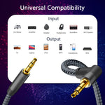 Verilux 3.5 mm Aux Cable for Car and Speakers featuring Right Angle Plug 9.8 ft Nylon Braided