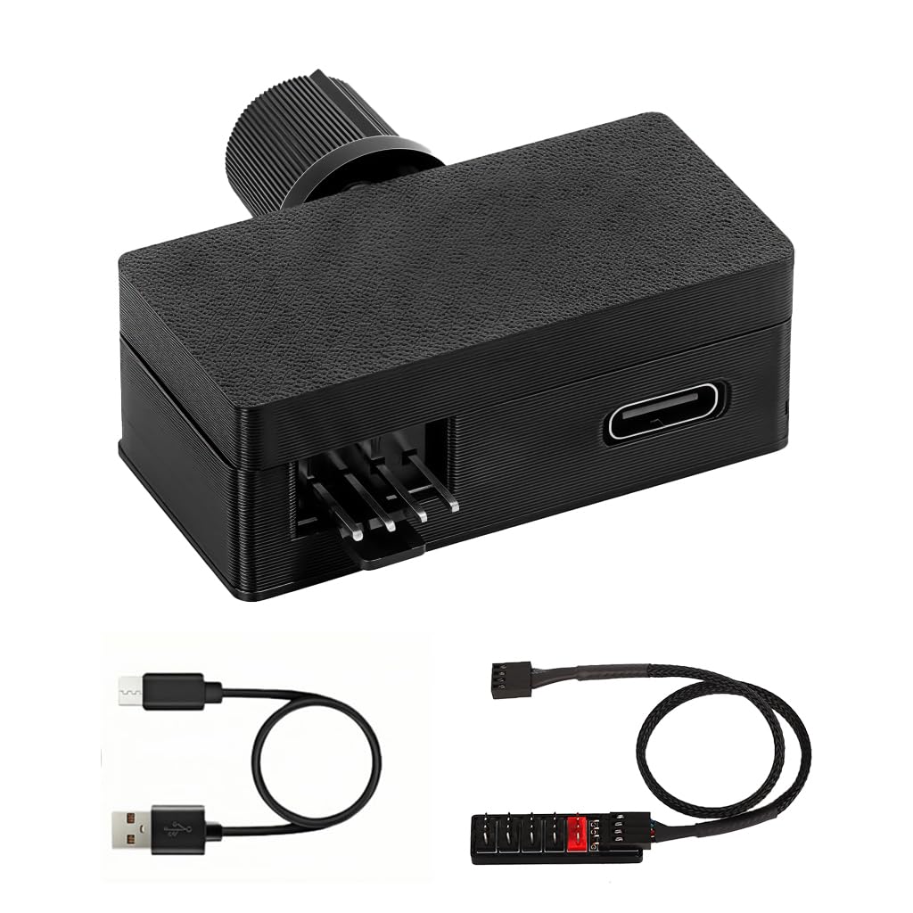 ZORBES® Mini PC PWM Fan Hub Controller with USB Type-C Power, Stepless Speed Adjustment 5V 4-Pin Addressable Splitter and 4-Pin Fan Hub, Multi-Port Cooling Adapter, 22x45x18.5mm