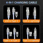 Verilux 4 in 1 Type C Phone Charging Cable with 240W PD | Extendable Spring Cord for Travel