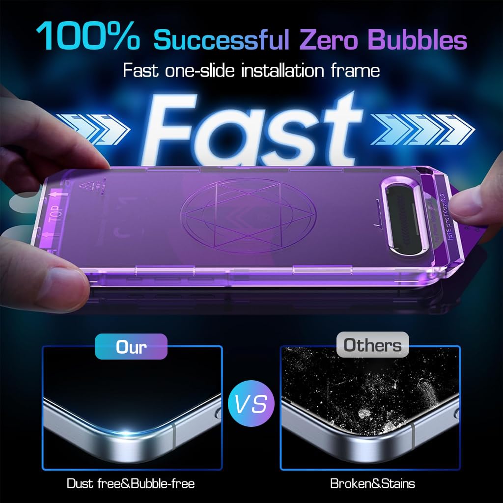 ZORBES® 2pcs HD Privacy Screen Protector for i Phone 16 Pro Max 6.9'' HD Tempered Glass Screen Protector with Installation Assistant Anti-glare Screen Protector for i Phone 16 Pro Max