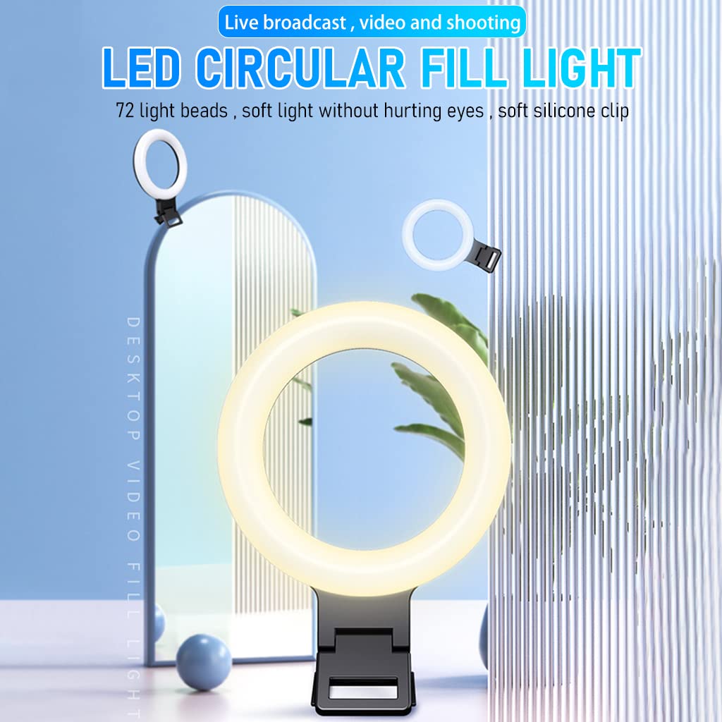 ZORBES® USB LED Selfie Light Clip-on Ring Light Fill Light 3 Color 6'' Video Light with 10 Brightness Portable LED Ring Fill Light for Phone, Tablet, Livestream, Youtuber