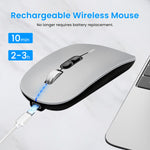 Verilux Wireless Mouse for Laptop featuring Dual Mode 2.4G and Bluetooth 5.1 | 1600DPI Ergonomic Silent Grey 2PCS