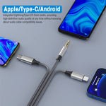 Verilux 3 in 1 Aux Cable for Car and Speakers with 1.2m Nylon Braid | Type C and Lightning