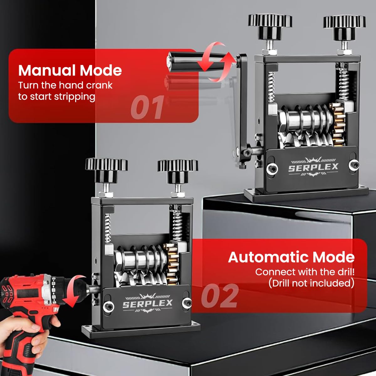 Serplex 6-in-1 Manual Wire Stripper Tool with Drill Operation
