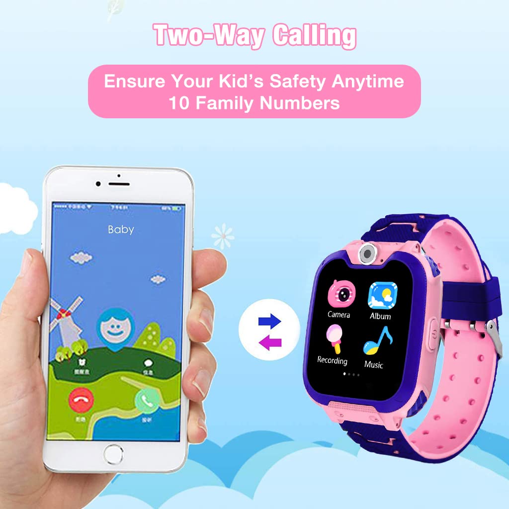 ZORBES® Smart Watch for Kids, HD Touch Screen Smartwatch, Two-Way Phone Calling, Taking Photo, Playing Gaming, Music Player Gift for Teens, Smartwatch Phone for Students (Pink)