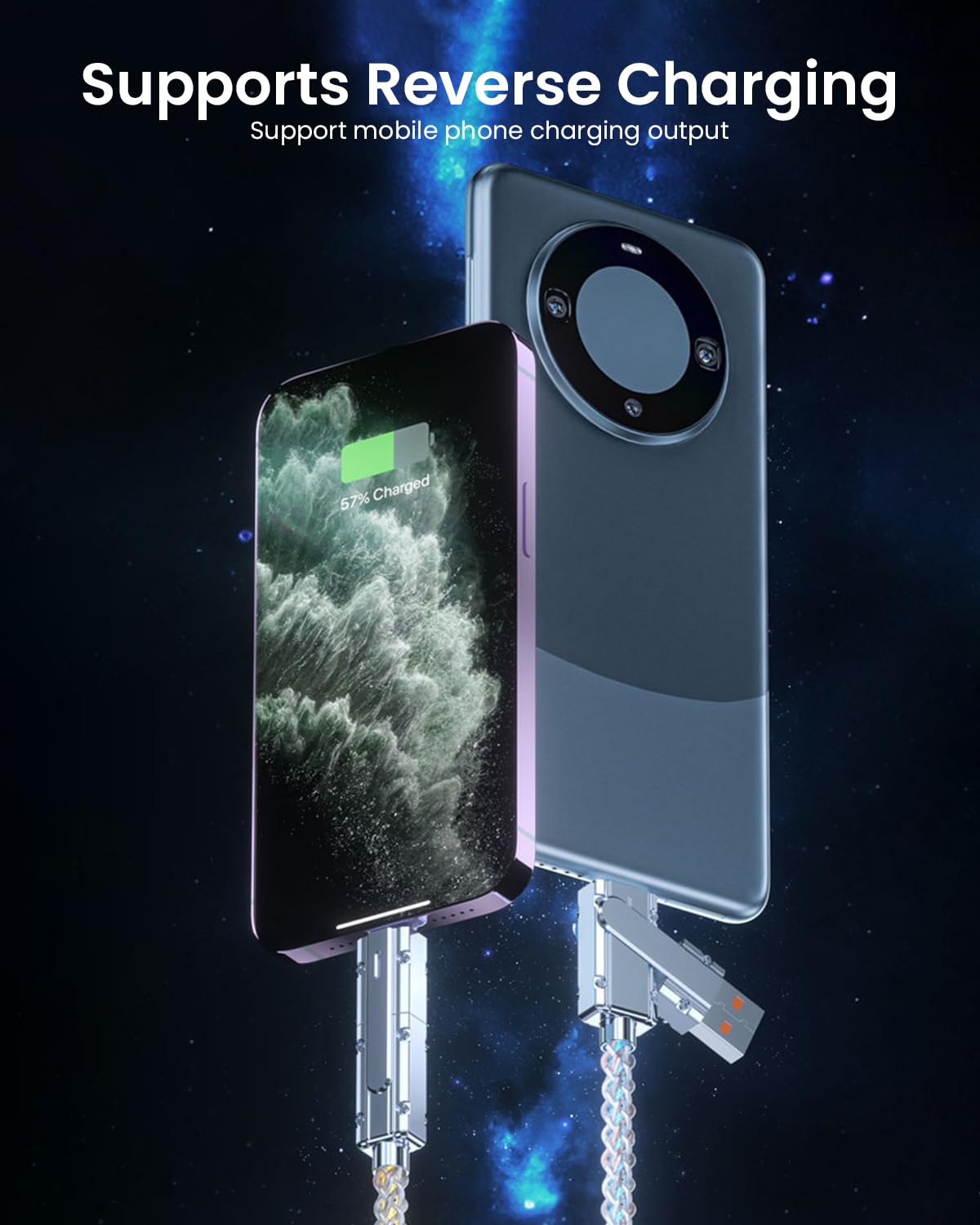 Verilux 4 in 1 Charging Cable with PD 66W Fast Charge and Zinc Alloy Connectors | 1M Color Woven Design