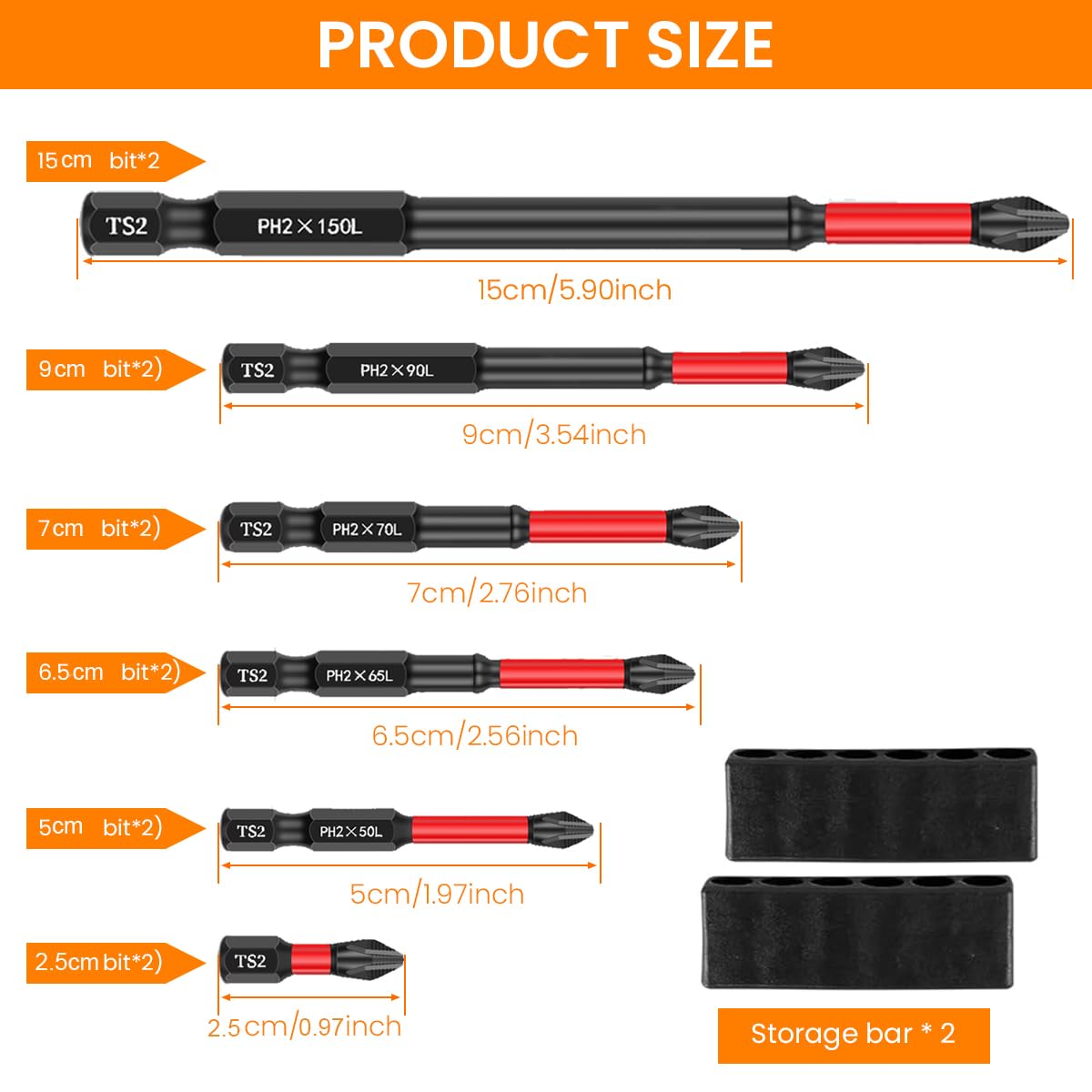 Serplex 12PCS S2 Alloy Steel TS2 Screwdriver Bits for Impact Driver
