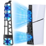 ZORBES® LED Fan for PS5 Slim Console, Quiet Cooler with Memory Function, Accessory with 3 Fans & USB 3.0 Port Compatible with Playstation5 Slim Digital & Discs Edition