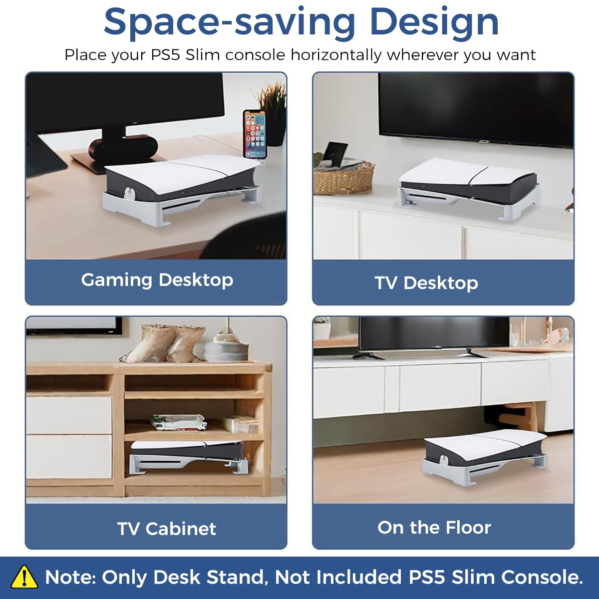 Verilux® esk Stand for PS5 Slim Console, Horizontal Stand for PS5 Slim Console, Anti-Slip Base Stand Accessories for Playstation 5 Slim Digital & Ultra-HD Edition Console, No PS5 Slim Digital Console