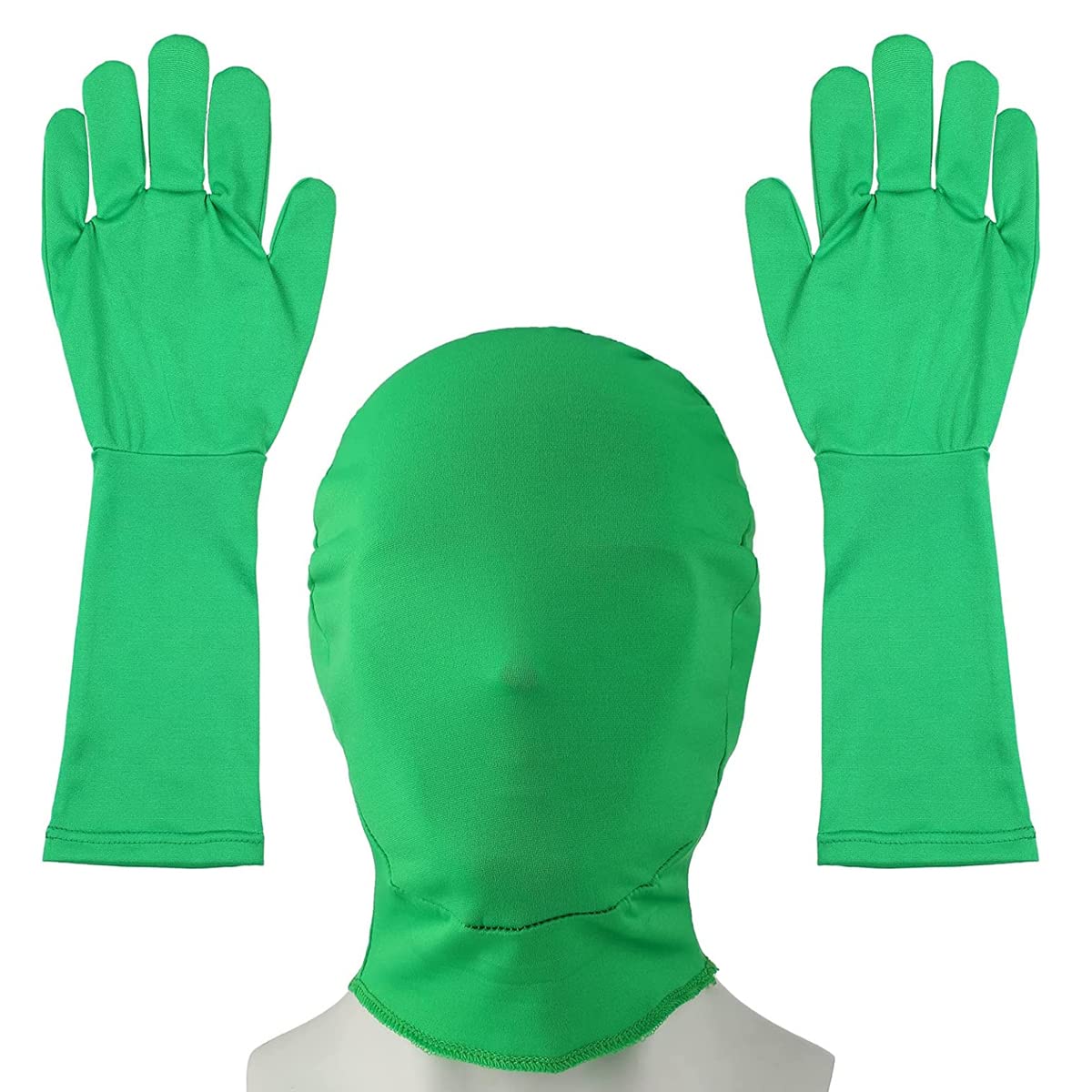 Verilux Green Screen Photography Props Green Headcover and Long Sleeve Gloves Chroma Key Special Effects Background Chroma Keying Green Gloves and Head Cover for Digital Image and Video Editing