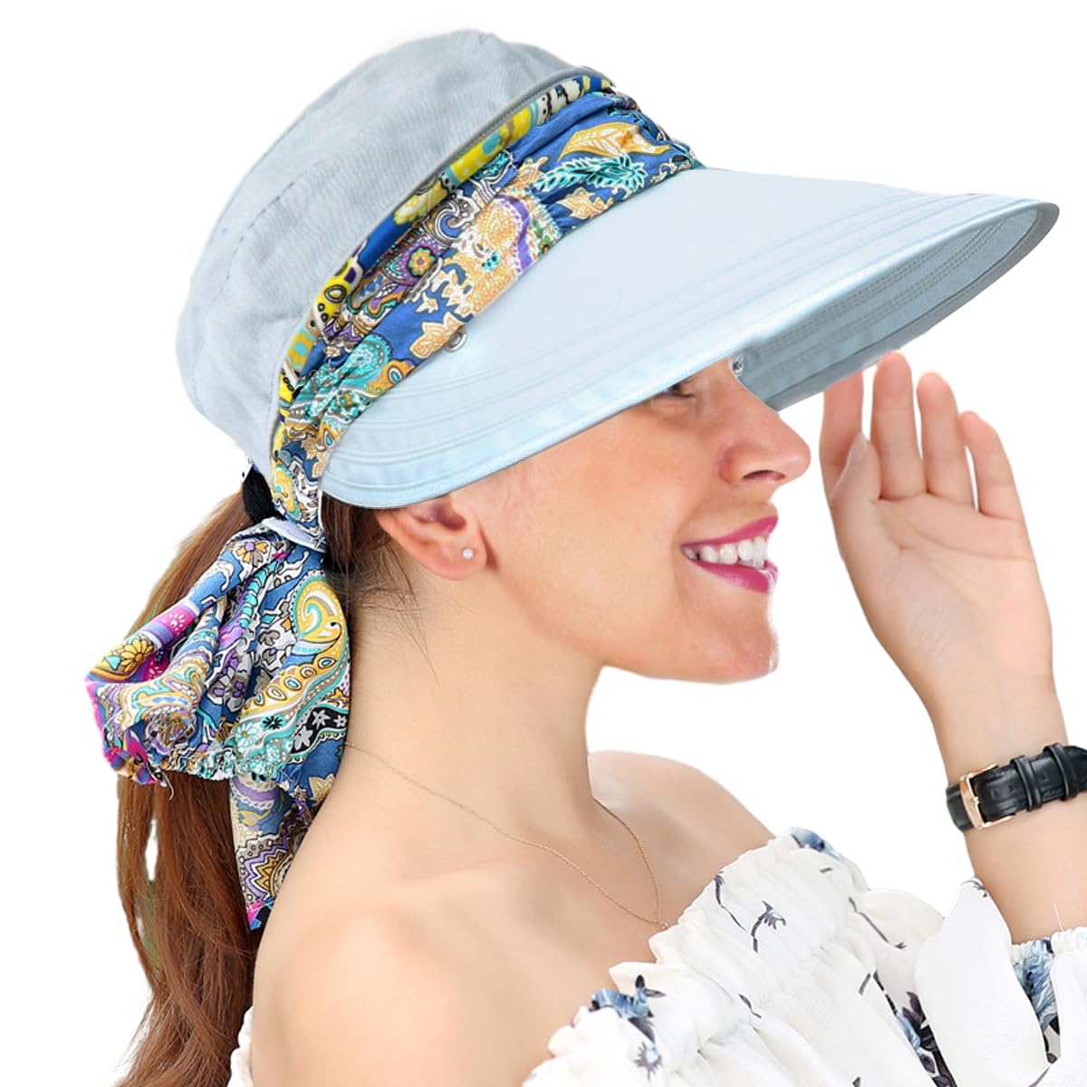 ZORBES® Wide Brim Hat for Women, Face UV Protective Sun Hats for Women Foldable Summer Visor Cap Beach Hat for Travel Holiday Swimming (UPF 50+, Grey)