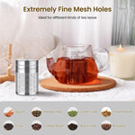 Zeitel® Large Tea Infuser 304 Stainless Steel Tea Strainer with Lid Tea Filter for Loose Tea Chamomile Green Tea Loose Leaves 2.75 inches Fine Mesh Strainer for Teapots, Cups, Mugs