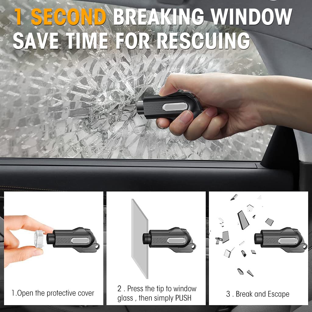 ZORBES® Car Emergency Window Breaker with Seat Belt Cutter 2 in 1 Car Window Breaker Safety Hammer Escape Tools Window Breaker Keychain Car Safety Tools Use