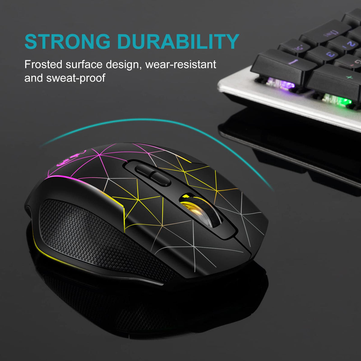 ZORBES® 2.4G Wireless Ergonomics Optical Mouse 7 Keys PC Mouse 3 Adjustable DPI Wireless Gaming Mouse with USB Receiver Cool RGB Backlit for Laptop,Desktop,PC