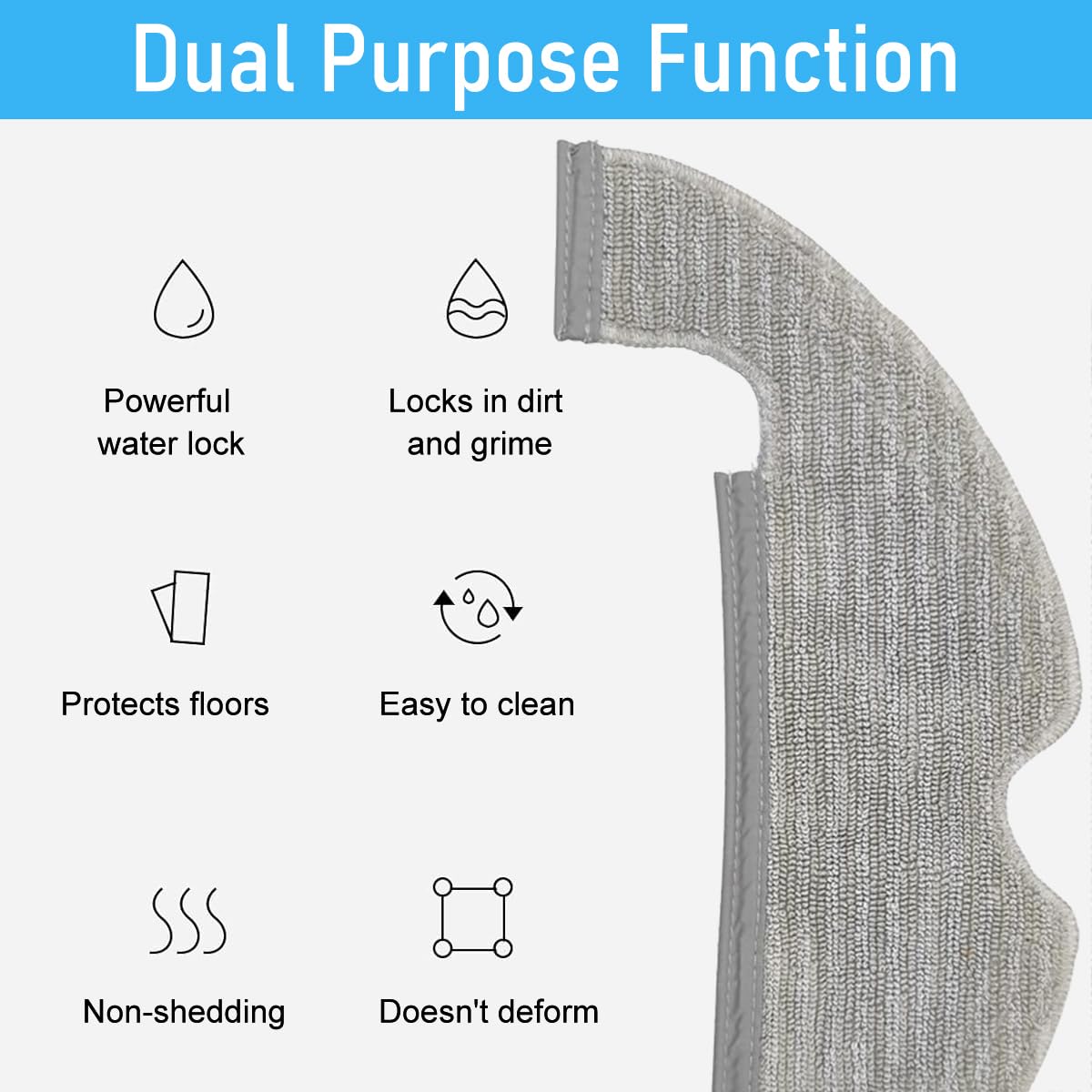 Verilux® Mopping Cloth for Mi Robot Vacuum Cleaner X10 Microfiber Absorbent Wet & Dry Use Mop Cloth Replacements for Vacuum X10