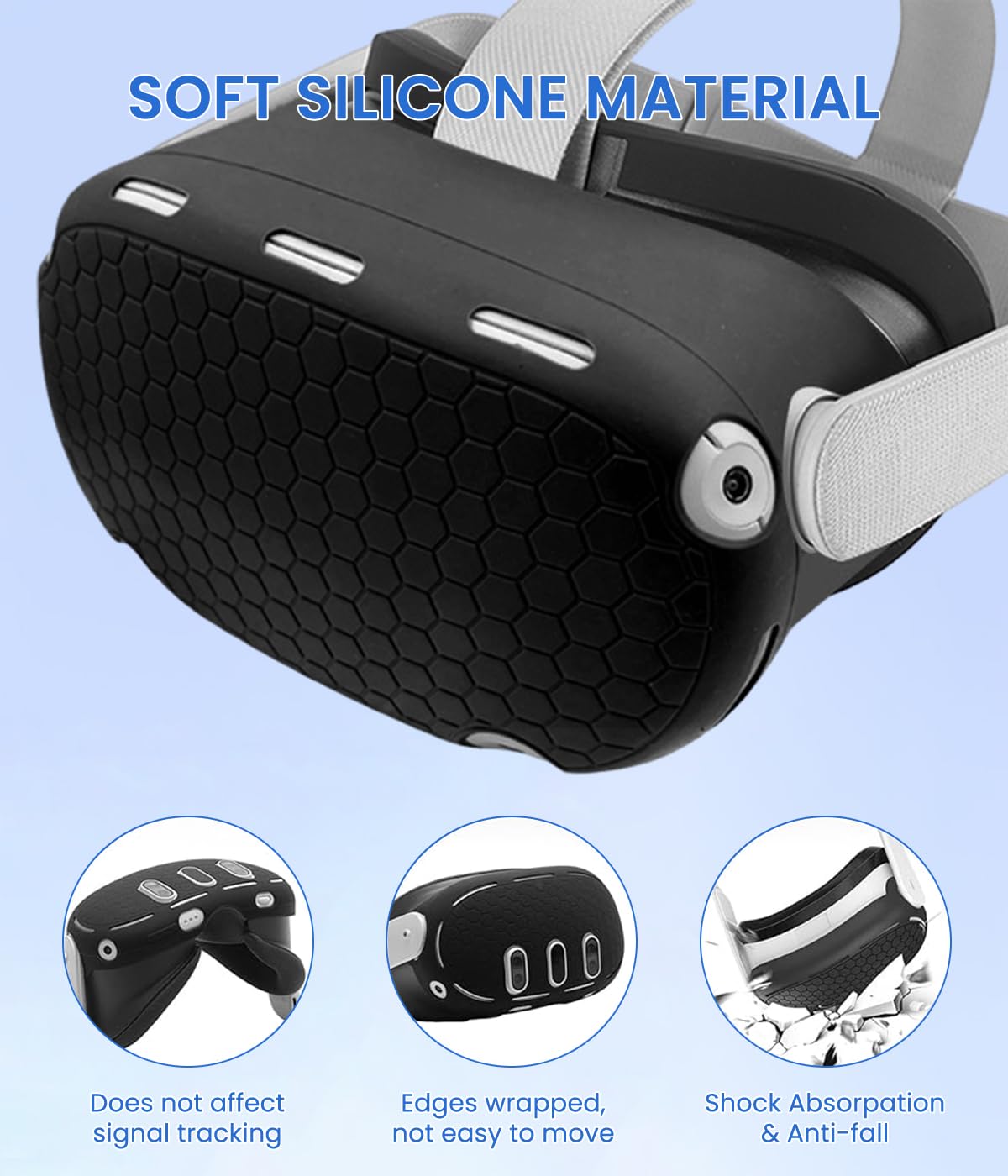 Verilux Silicone Cover Set for Oculus Quest 3 with 7 pcs full VR protection | includes controller grips and breathable face cover