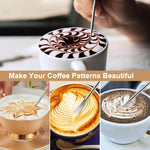 Zeitel® 12oz Milk Frothing Pitcher with Scale Stainless Steel Espresso Milk Frothing Pitchers for Cappuccino Barista Steam Pitchers Milk Jug Cup with Decorating Pen Latte Art