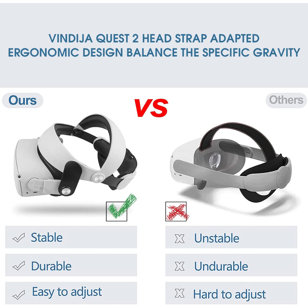 ZORBES® Adjustable Head Strap for Oculus Quest 2 with 120° Adjustable Knob Leather Soft Lining Enhanced Support and Comfort, Upgraded Head Strap Quick Snap Buckle Installation Quest 2 Accessories