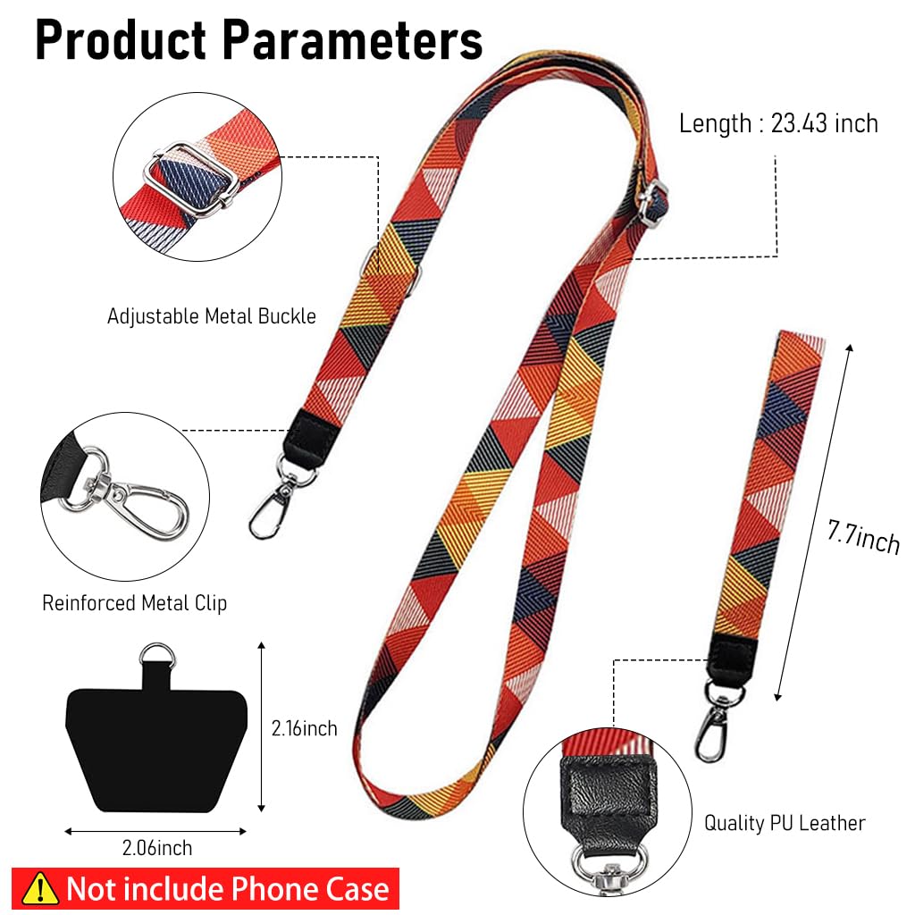 ZORBES® Phone Lanyard with Phone Patch, Adjustable Phone Neckstrap Phone Strap Fashion Print Polyester Phone Sling Hand Strap Cell Phone Lanyard for Most Smartphones (Not Includes Phone Case)