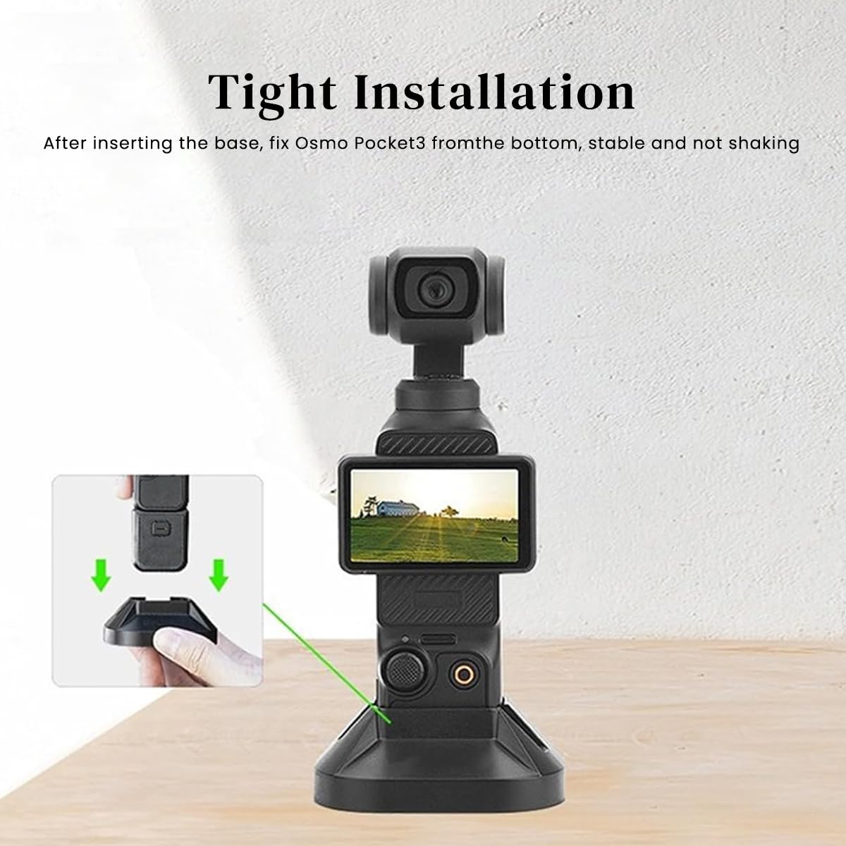 Verilux Stand Base for DJI OSMO Pocket 3 with Anti Slip Silicone Strip | ABS Desk Holder