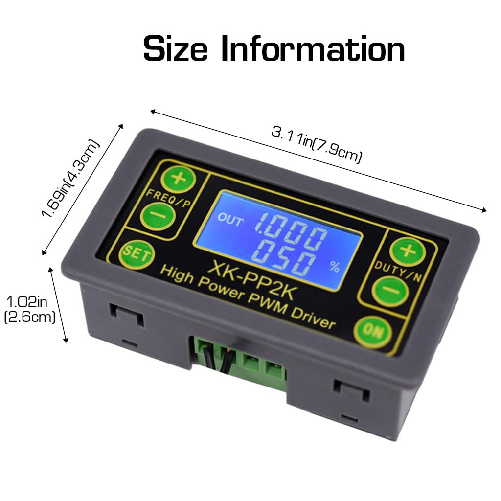 Serplex® Function Signal Generator, ZK-PP2K PWM Pulse Frequency Generator, LCD Pulse Frequency Duty Cycle Adjustable Signal Generator 3.3-30V Range, 8A Dual Mode, 1Hz-150KHz PWM Motor Speed Regulation