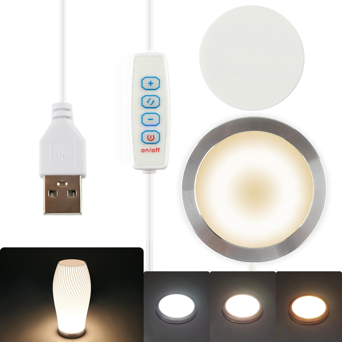 Serplex® 3D Printer LED Lamp Kit 001 3 Colors Adjustable, Compatible with Bambu lab H2D/A1/A1mini/P1S/P1P/X1C Makerworld Maker's Supply Hardware kit 5V USB Powered, Multicolor-White