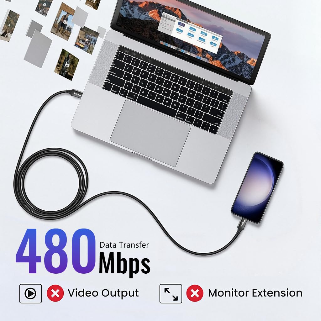 Verilux Type C to Type C Cable for Fast Charging with Nylon Braided 3m Length | 60W PD