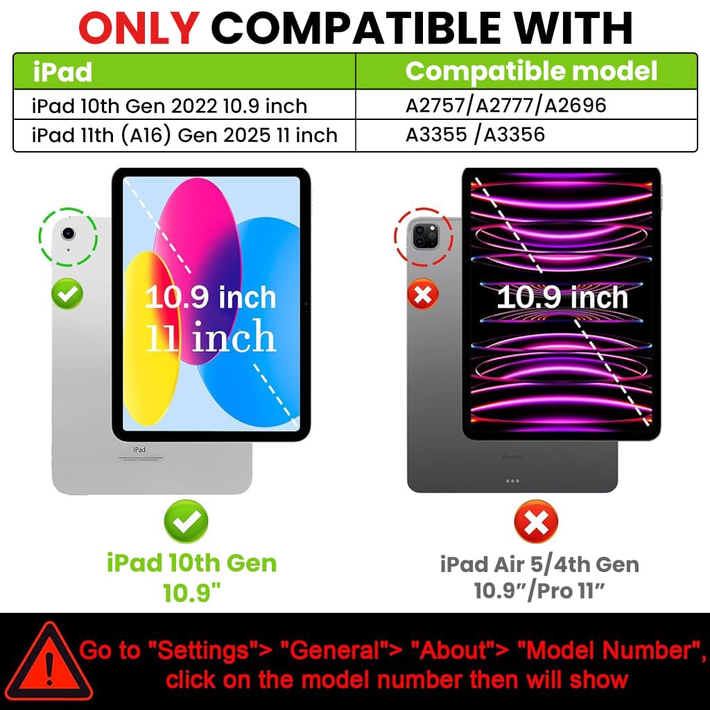 ZORBES® Case for iPad 10th Generation 11 Inch 2025 Cover with Pen Holder Screen Protector Strap Kids Boys Thickned Cornor