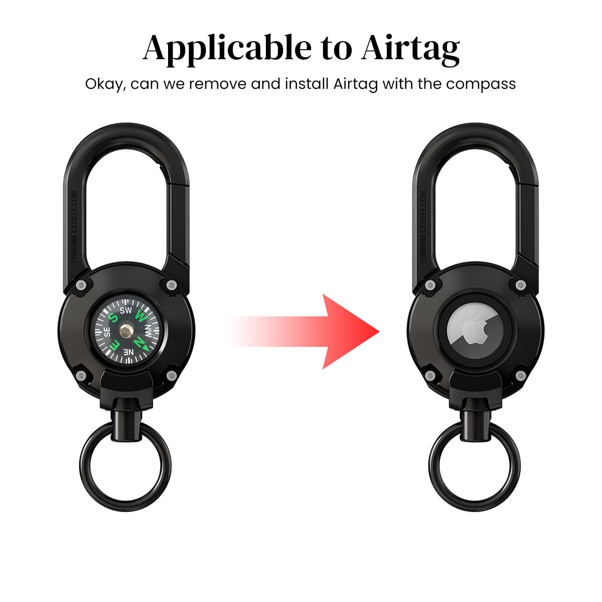 ZORBES® Case for AirTag, Airtag Keychain Airtag Holder, Anti-Lost AirTag Case with Quick Connection Buckle for Backpack Quick Release Keychain Outdoor Easy Attachment Buckle for Camping Hiking Travel
