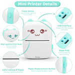Zeitel® Portable Bluetooth Thermal Printer, Wireless Inkless Mini Printer for Android & iOS