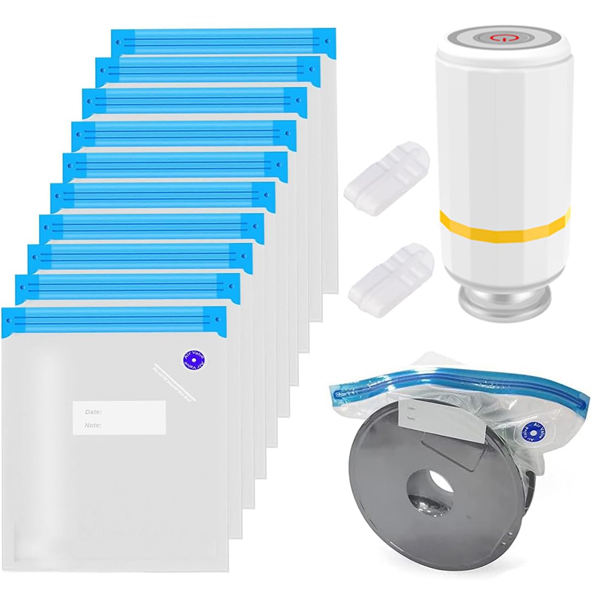 Serplex® 3D Printer Filament Vacuum Storage Bags & Electric Air Pump with 10 Filament Vacuum Storage Bags,2 Sliding Sealing Clips Moisture Protection for 1Kg,300x340mm