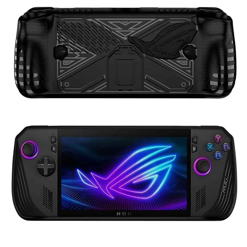 ZORBES® Protective Case for ASUS ROG Ally X Gaming Console, Anti-Scratch TPU Cover with Folding Kickstand, Non-Slip Protective Case Skin Cover Handheld Cover, Not Included Rog-Ally, Black