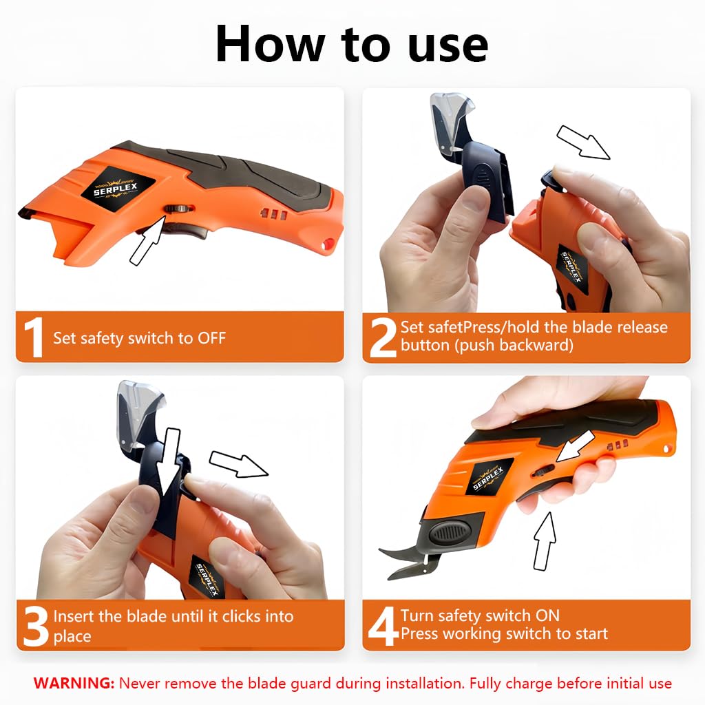Serplex 3.6V Cordless Electric Scissors with Tungsten Steel Blades