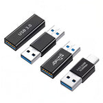 Verilux® 4Pcs Aluminum Alloy USB Adapter Set, 5Gbps High-Speed Data Transfer, A to A, USB 3.0 Male to Type C Male Adapter, Plug and Go, Compatible with Phone, Tablet, Laptop