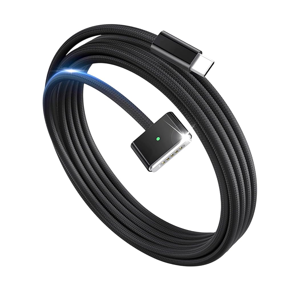Verilux® PD 140W USB C to Magnetic 3 Charging Cable, 2M/6.6Ft Nylon Braided Magnetic Safe 3 Cable for MacBook Air (15''/13'' M4 2025, M3 2024, M2 2023, M2 2022), Pro (16"/14" 2024/2023/2021)