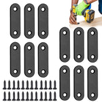 Serplex® 12Pcs Flat Plate Straight Brackets with Screws, Flat Brace Bracket Stainless Steel Mending Joining Plates for Wood, Board, Bed Frame, Furniture & Shelves, 50mm, Black