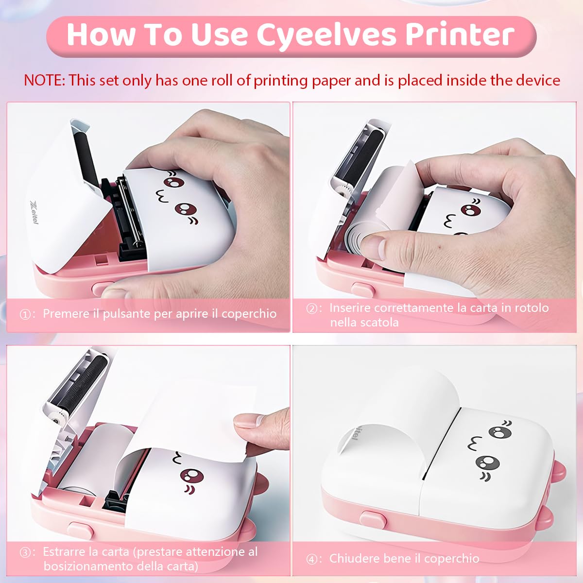 Zeitel® Portable Bluetooth Thermal Printer with Android & iOS System