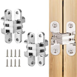 Serplex® 2Pcs Hidden Door Hinges for 25mm Thickness Door, Invisible Quiet Cabinet Hinges, Heavy-Duty Alloy Steel Concealed Hinges for Large Doors, Supports 20KG, 0.59'' Leaf Width, 2.75" Leaf Hight